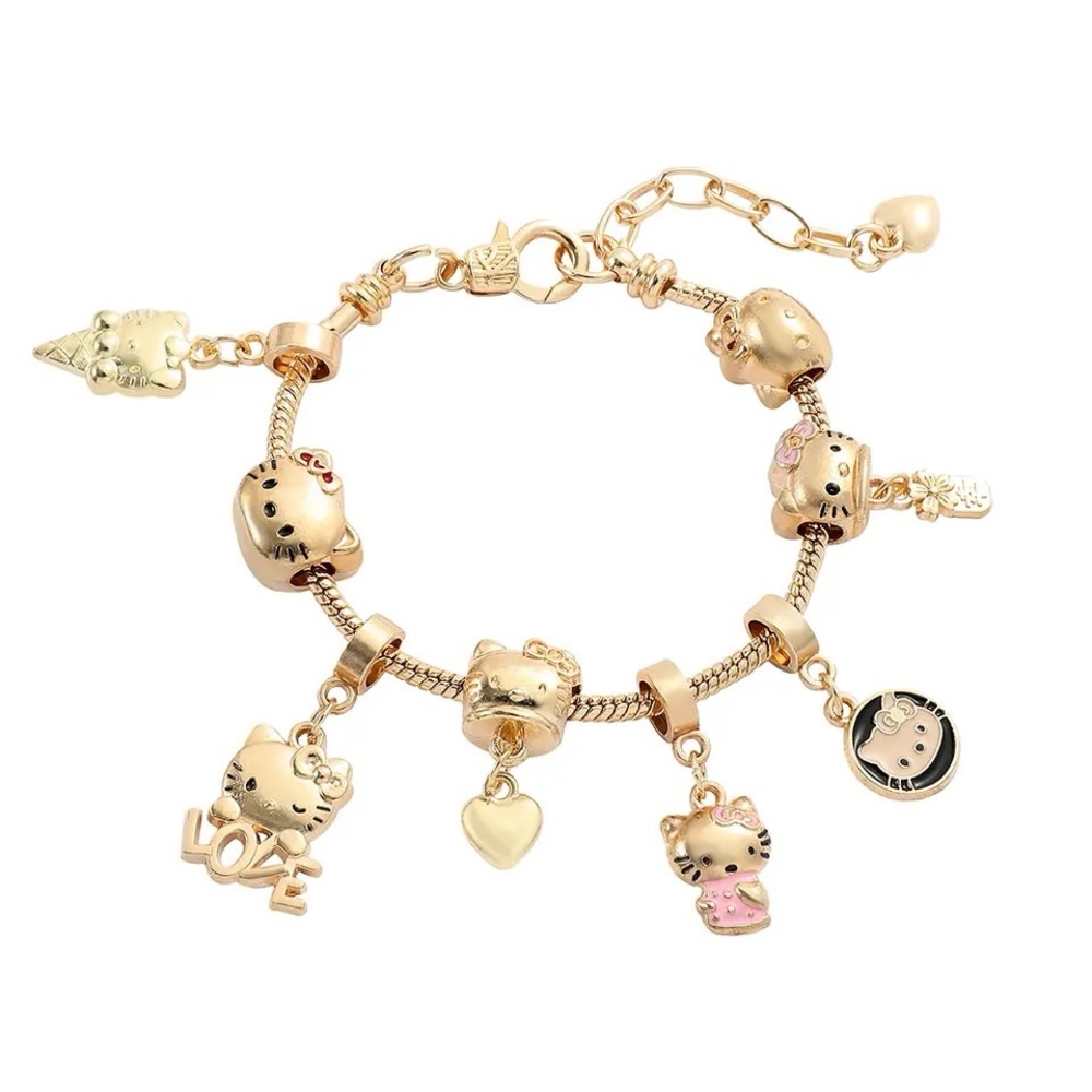 Rose gold/gold hello kitty charm bracelet